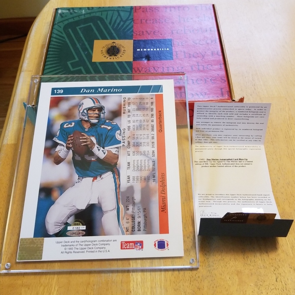 Dan Marino Large Autographed  Authentic 1993 - Picture 3 of 5